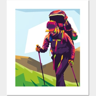 hiking addict pop art Posters and Art